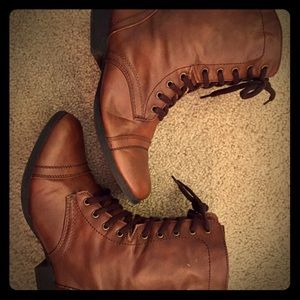 Brown, Madden Girl Combat Boots Size 10